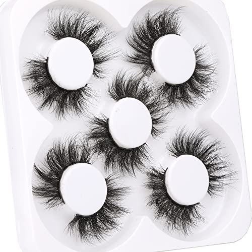 Mink Lashes Dramatic Fluffy 5D Volume Wispy False Eyelashes 5 Pair Thick 20MM Faux Mink Lashes