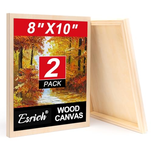 ESRICH 8x10 Inch Wood Panels for Painting 2 Pack Craft Wood Canvas Boards Blank Unfinished Wooden Art Board for DIY Art Creations Such as Painting Acrylic Pouring Resin Burning Collage etc.