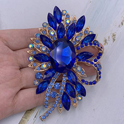 Image of SELOVO Big Large Flower Bow Brooch Scarf Decoration Brooch Pin Gold Tone