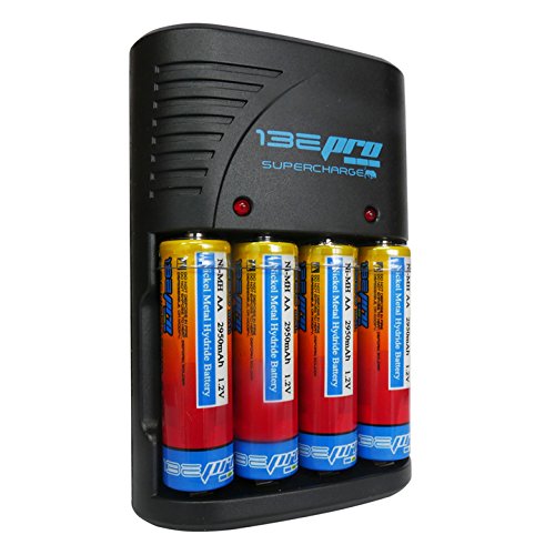 I3ePro BP-SCH1 Supercharge Ni-MH AA AAA 9V Rechargeable Battery Charger with 4 AA (2950 mAh) Rechargeable Batteries for Fuji FINEPIX S2 PRO 40i S9000