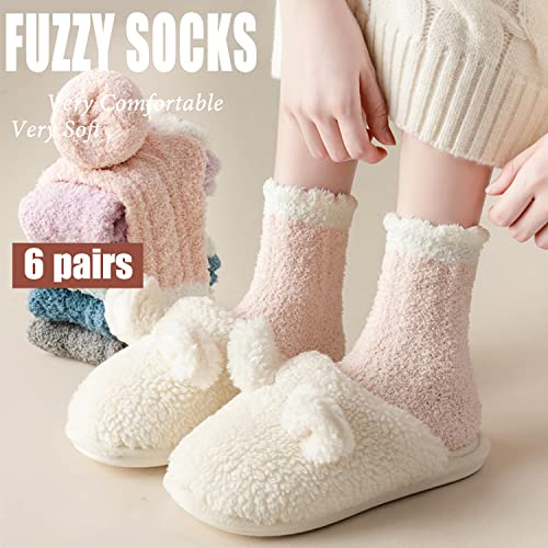 Image of Ginmewrae Fuzzy Socks for Women, Mothers Day Gifts Cozy Warm Fluffy Socks Thick Slipper Socks Birthday Valentine's Day Gifts
