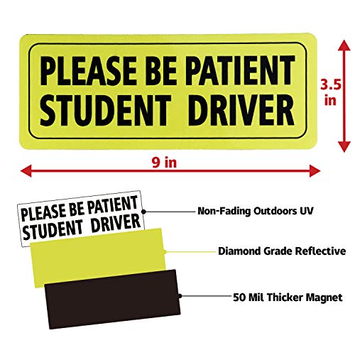 image for JUSTTOP Student Driver Magnet Safety Sign, 9 X 3.5 inch Car Vehicle Re