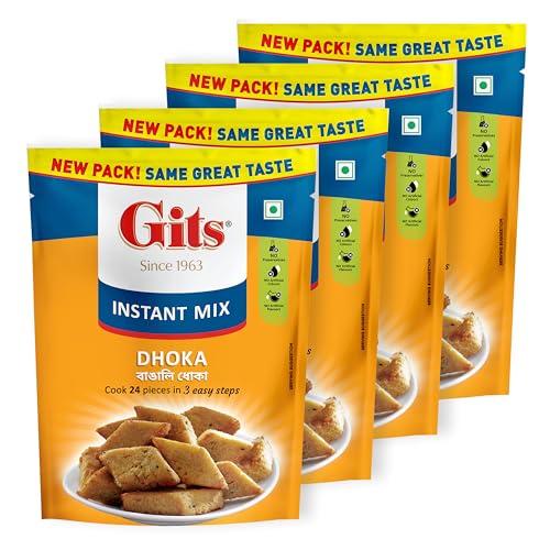 Image of Gits Instant Dhoka Snack Mix, Makes 24 Pieces, Pure Veg, Indian Snack Mix, 800g (Pack of 4, 200g Each)