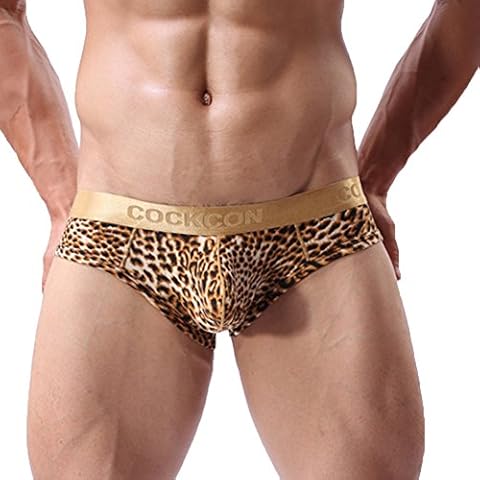 sandbank sandbank Mens Sexy Leopard Print Low Rise Nylon Briefs Underwear Underpants, M, Leapard Cover