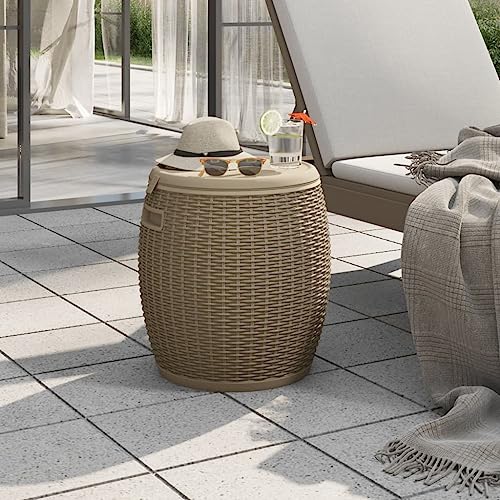 Xichuzi Caja de almacenaje de jardín 4 en 1 Polipropileno marrón Claro, Baul Almacenaje Exterior, Baúl Exterior, Baul para Exterior, Arcon Jardin, Baul Jardin Exterior