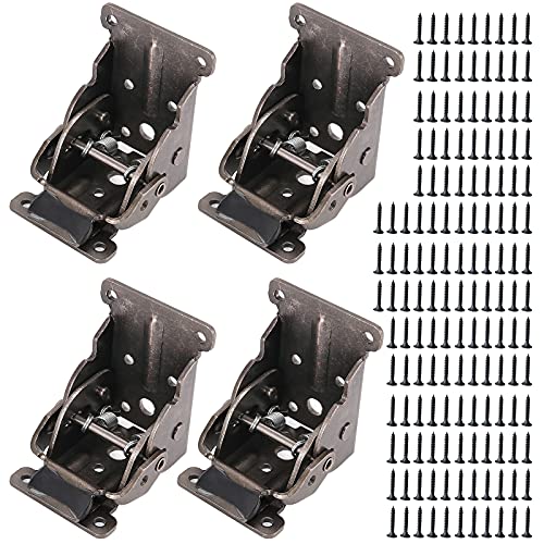 Zoenhou 4 Pcs 0-90 Degree Folding Table Legs Bracket, Hardware Self Locking Hinge Foldable Legs, Lock Extension Support Bracket With Screws, For Tables, Workbench, Chair, Furniture, Beds, Garage #TOP16
