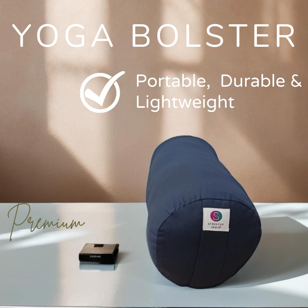 Streetup India® Yoga Bolster for Iyengar Yoga With Premium Cotton Washable Cover (Blue, Standard) 1