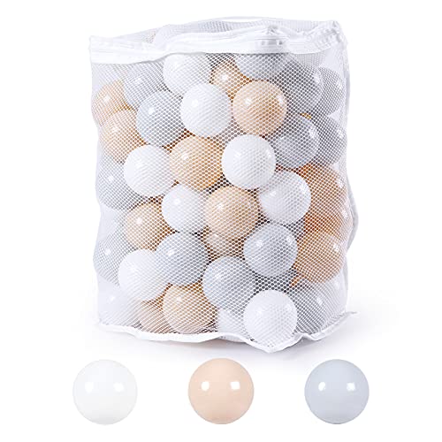 Image of GOGOSO Play Balls for Toddlers - 100 pcs Ball Pits Balls Beige Grey White, BPA Free Plastic Balls for Ball Pit Toys Crush Balls for Boys Girls Toddlers