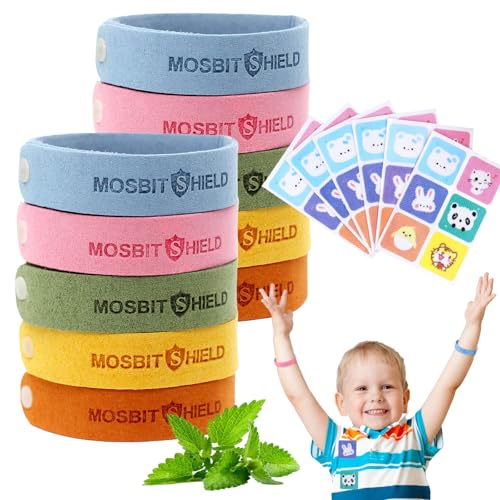 BORISCA 10 Piezas Antimosquitos Pulsera Niños con Parches Antimosquitos Pulsera Mosquitos de Aceite Esencial de Plantas para Adultos y Bebe Pulseras Citronela Libre de DEET para Picnics Deportes Dormi
