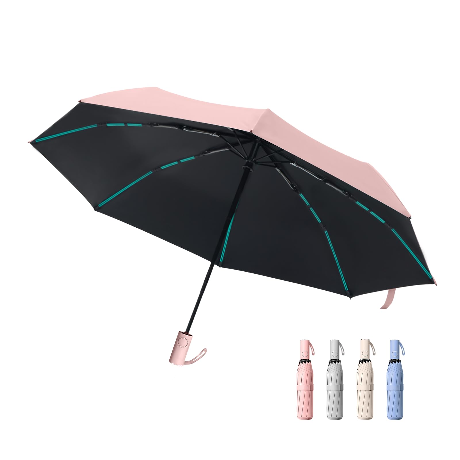KESHEYOUXUAN Compact Automatic Folding Travel Umbrella-Windproof Rainproof, PF50+ Sun Protection for Hiking,Outdoor,Chool,Golf Course & Daily Use,