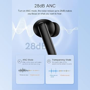 Qcy T13 Anc 4 Microphone Bluetooth 5.3 Wireless Earphone Black Active Noise Blocker