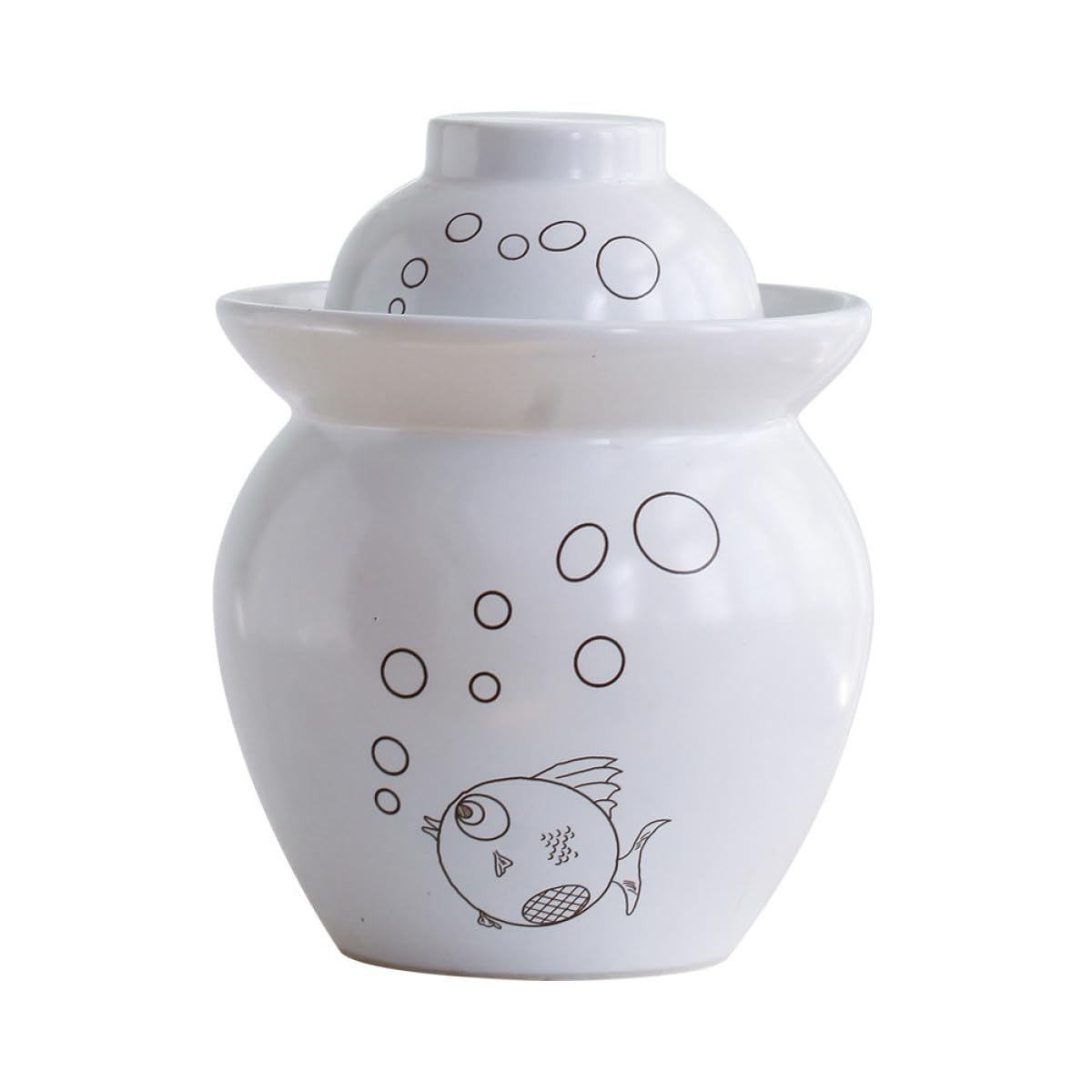 BESPORTBLE Vaso per Fermentazione Alimentare in Materiale Inorganico da 0,75 Kg Coperchio Ermetico e Facile da Pulire per Conservazione Sottaceti e Verdure Fermentate in Cucina