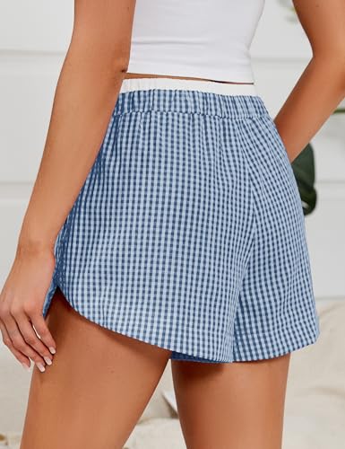 Image of Blooming Jelly Women's Boxer Shorts Pajama Pj High Waisted Gingham Summer Lounge Sleep Bottoms Beach Outfits 2025