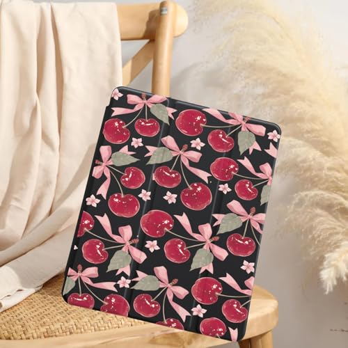 CraftedCYCute Cherry Bow Case for Ipad 10Th 10.9" Retro Black Cover Foripada16 11" 2025 Auto Sleep/Wake Adjustable &Pencil Holder Flowers Anti-Slip Shockproof Shell Girl Women by Generic - Used condition - Image 3