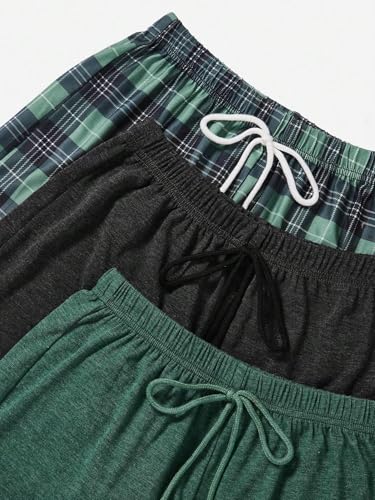 Image of WDIRARA Women's 3 Pack Plaid Letter Graphic Pajama Shorts Lounge Shorts | Elastic Waist ,Comfortable,Home Living,Sleepwear