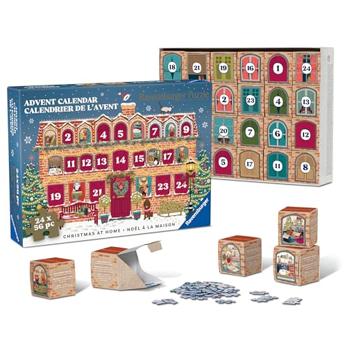 Ravensburger Jigsaw Puzzle Advent Calendar Christmas at Home 24 x 56 Piece Festive Puzzles by Claire Wilson Build Individually or Create One Large Christmas Puzzle
