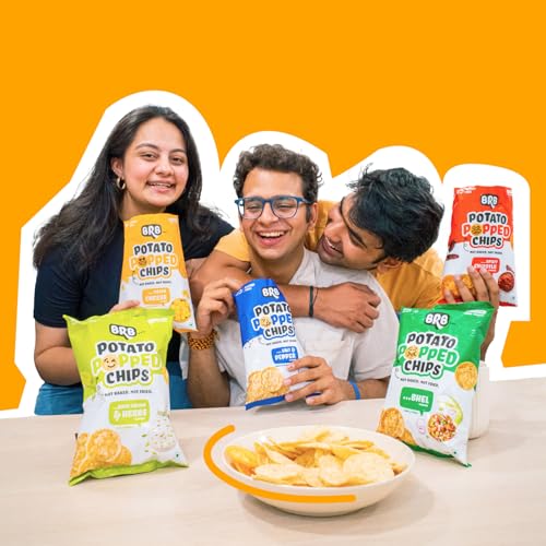 Image of BRB Popped Potato Chips | Pasta Cheese Flavour | Not Fried, Not Baked | 60% Less Oil, Lower Calorie, Healthy Snack | 5 x (48g /51g) Combo Pack (weight may vary) (Pack of 2)