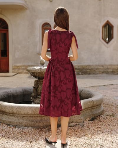 Image of RIHOAS Women's Plaid Gingham Dress Casual Summer Midi Dresses for Women | Cute,Boat Neck,Non-adjustable Bow,A line,Vintage,Sleeveless,Spring,Winter,Casual Daily,Picnic,Travel,Vacation,Christmas