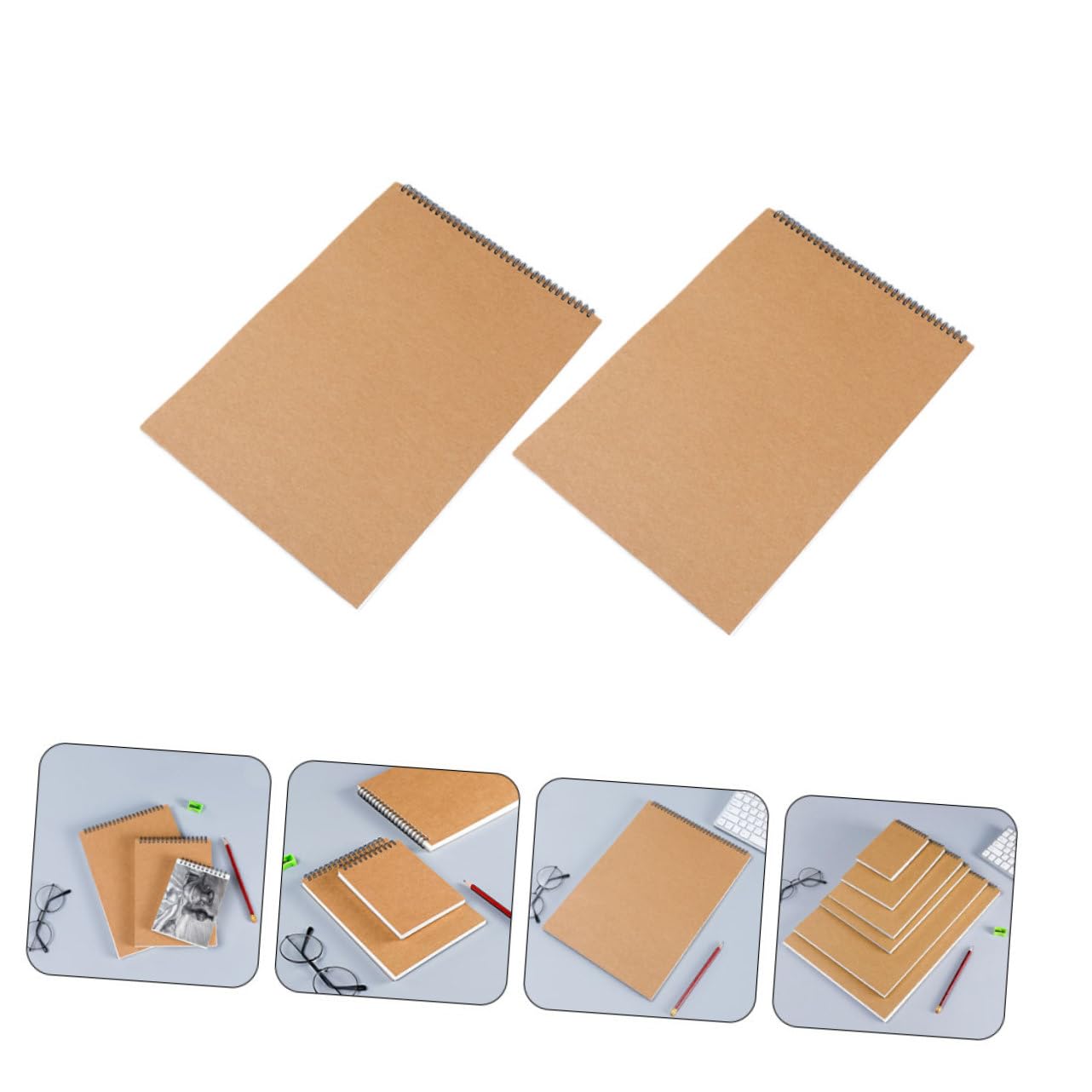 Hohopeti Cahier de Dessin Vierge pour Élèves, 2 Pièces, Reliure Spirale