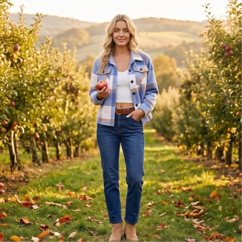 Elneeya Plaid Jacket Women Cropped Cute Button Down Collared Fall Coat - image 2