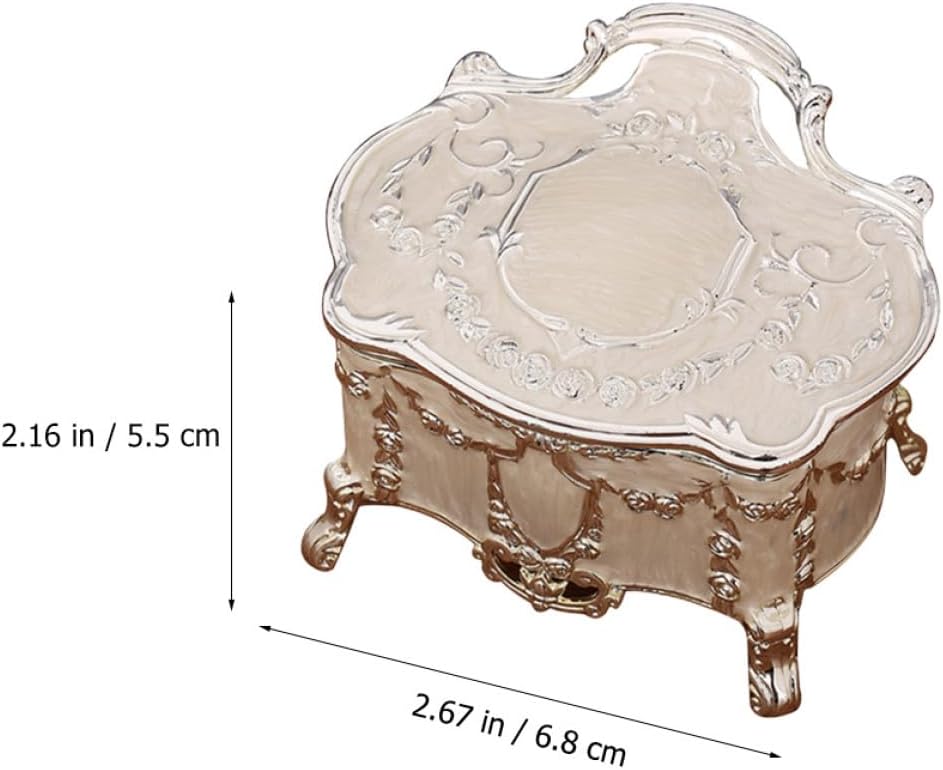 GANAZONO Vintage Metal Jewelry Box 6.8x5.3x5.5cm Small Portable Necklace Organizer Trinket Case for Earrings Storage and Bedroom Décor image 2