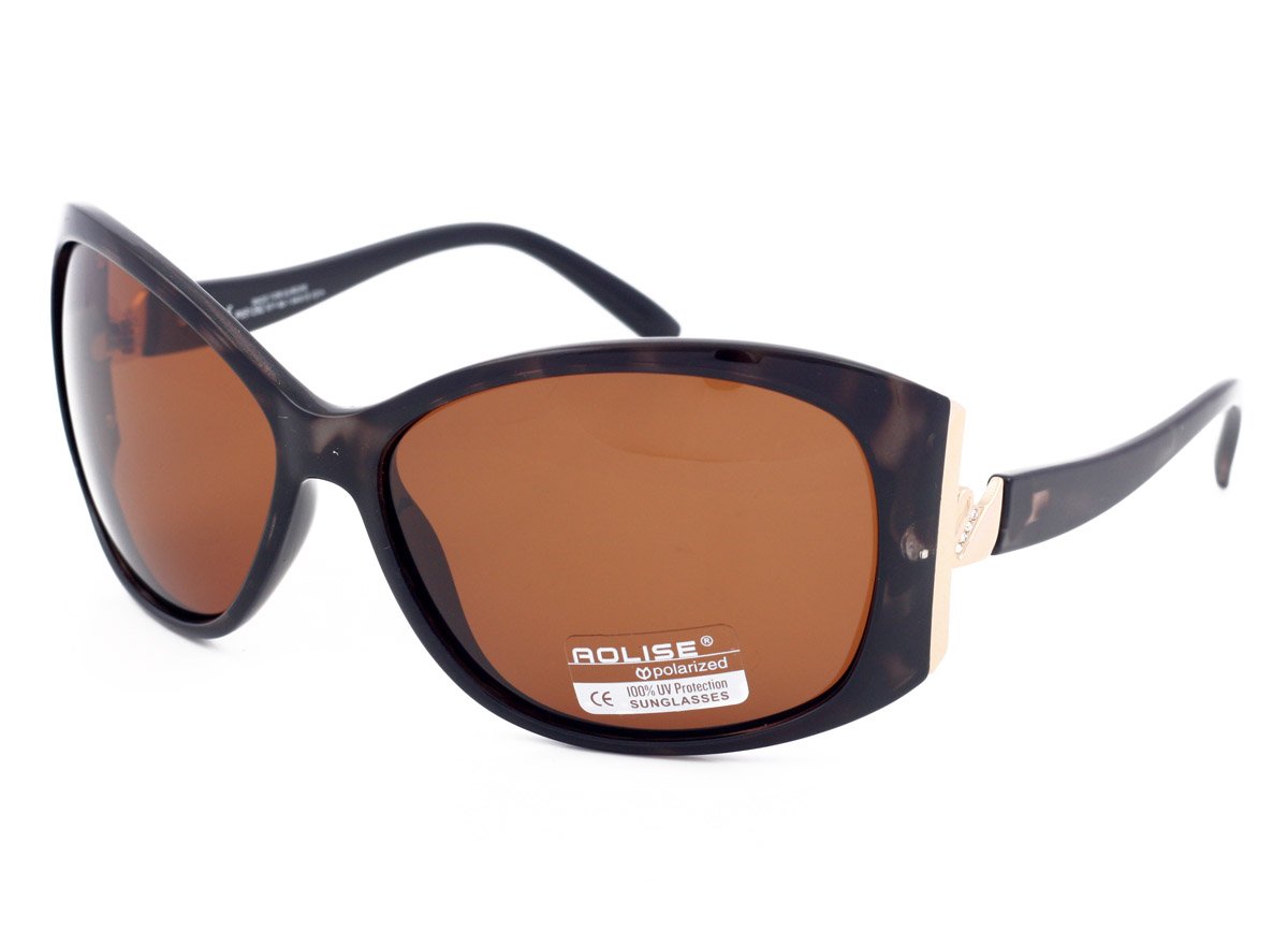 AolisePolarized Sunglasses for Women Ladies Driving Light Amber Lenses Turtle Shell Frame Anti Glare Lenses Filter Category 3