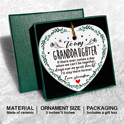 Image of Granddaughter Christmas Ornament Gifts, Keep Me in Your Heart, Christmas Tree Keepsake Ornaments Gifts for Granddaughter from Grandma, Holiday Decor Christmas Tree Decorations Ornaments Sign
