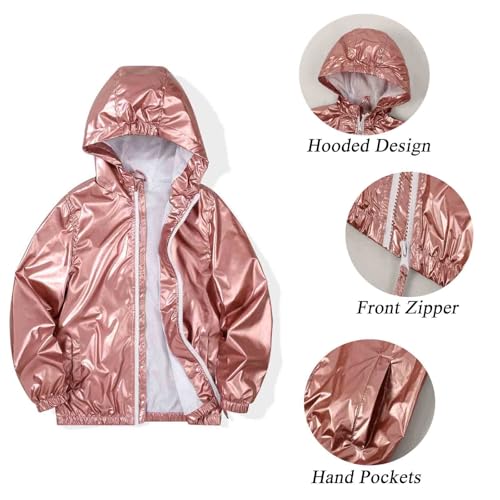 SUNDAY ROSE Girls Windbreaker Jackets Lightweight Water Resistant Coat Outwear with Hooded for Kids3