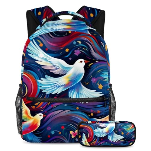 Art Peace Colombes sac à dos grand format avec sa trousse