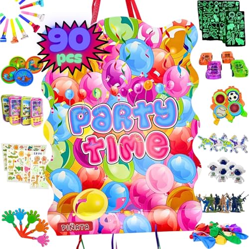 Piñata Cumpleaños Infantil + Pack 90 Juguetes Piñata - Piñata - Piñata Cumpleaños - Piñatas Infantiles - Piñatas - Relleno Piñata para tu Fiesta - Pinhatas Aniversário PARTY4EVER (PARTY T)