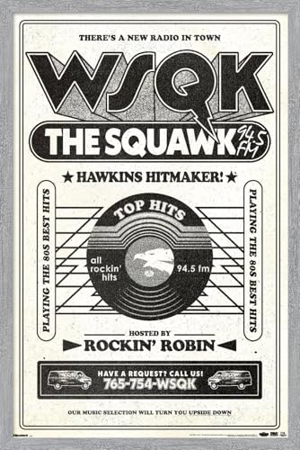 Trends International Netflix Stranger Things: Season 5 (2025) - WSQK The Squawk Wall Poster, 22.4L x 14.7W, Gray Framed Version