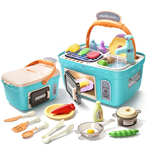 CUTE STONE Kids Picnic & Kitchen Playset,Portable Pinic Basket Toys ...