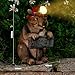 TOLIMI Groundhog Welcome Garden Statue with Solar Headlamp – Funny Animal Outdoor Yard Decor with LED Light and Butterfly – Waterproof Resin Garden Ornament for Patio, Lawn, Pathway