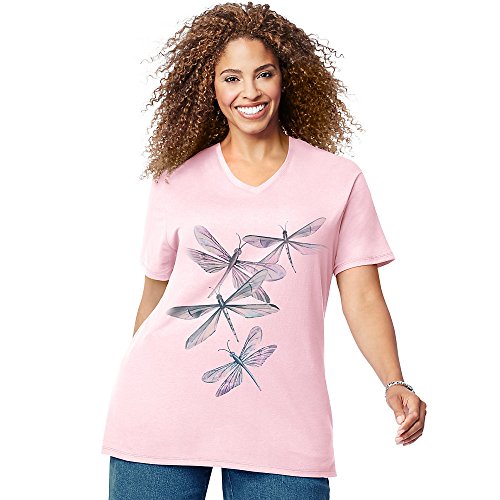 JUST MY SIZE womens Just My Size Women's Plus-size Graphic Short Sleeve V-neck T-shirt Shirt, Dragonfly Ascending, 5X US