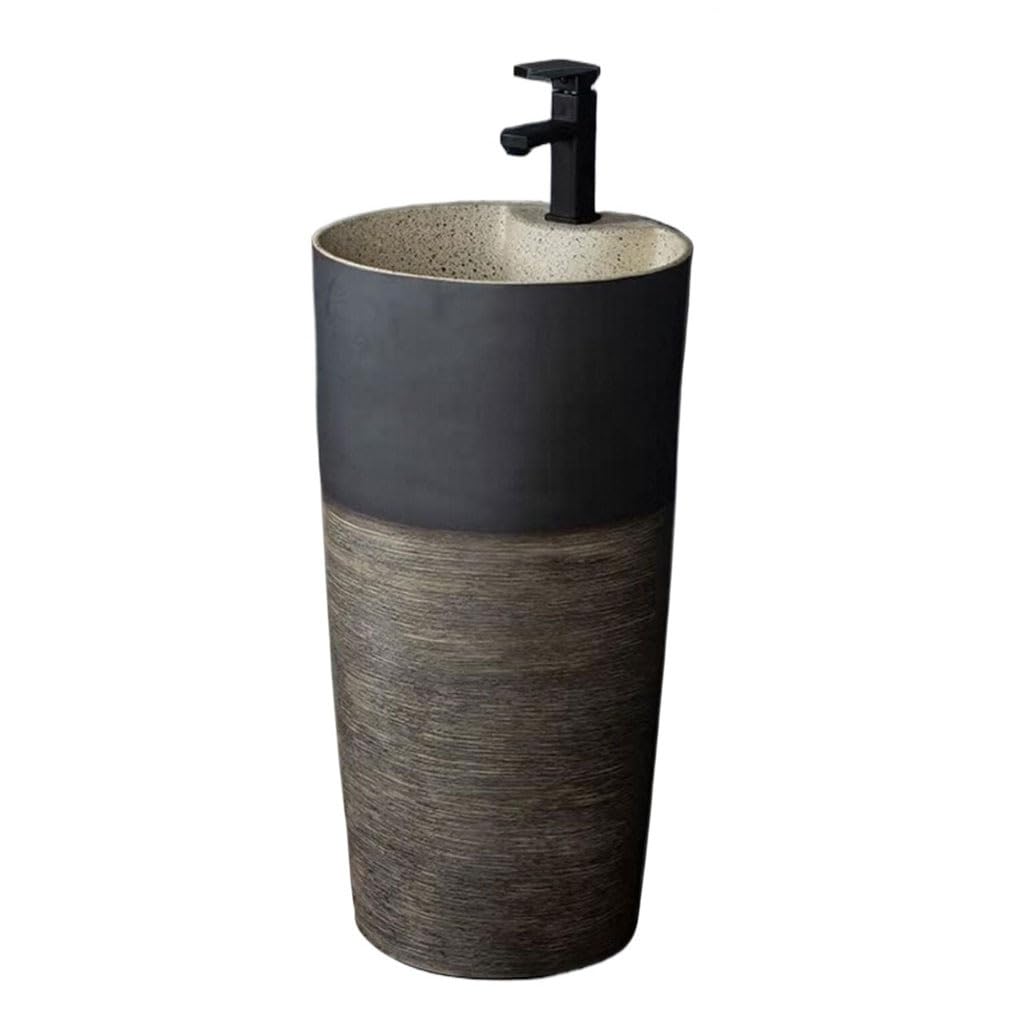 AYCDL Pedestal Sink Ceramic Pedestal Basin Wash Basin Pedestal Basin Home Balcony Integrated Floor-Standing Wash Basin Bathroom Pedestal Sink