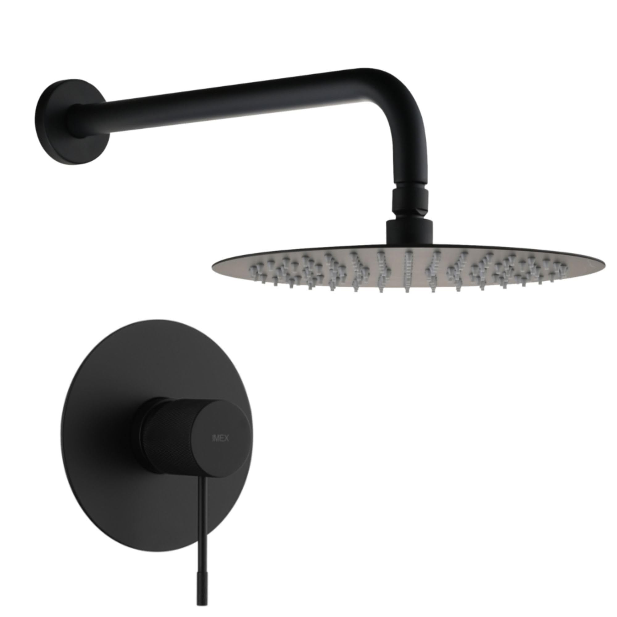 IMEX - Ducha Empotrada Negra Monomando | Conjunto de Grifería Empotrado con Rociador Antical Efecto Lluvia | Columna Ducha Empotrada con Grifo en Latón y Acero Inox S.304 (SIN ALCACHOFA)