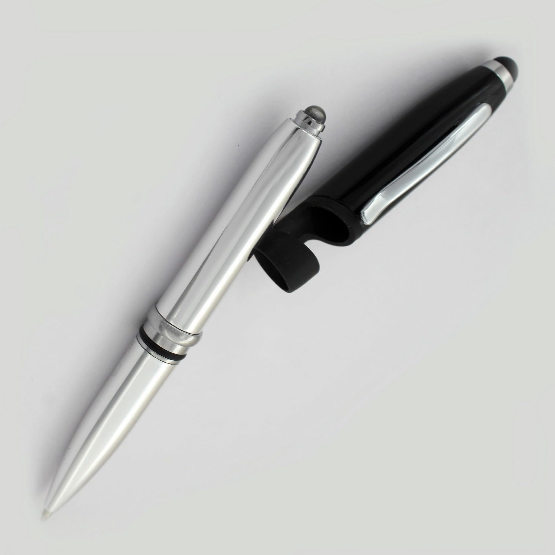 UJJi 4in1 Traveller Pen with Stylus, Mobile Holder & Torch (Blue Ink) Multi Function Pen-image-2