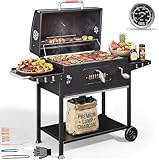 Devoko Barbecue Carbonella XXL, BBQ Barbecue a Carbone, Barbecue Portatile per Giardino/Campeggio/Esterno, Incluso Griglia da Barbecue 71 x 43 cm/Termometro/Pinza da Cucina/Guanti da Barbecue