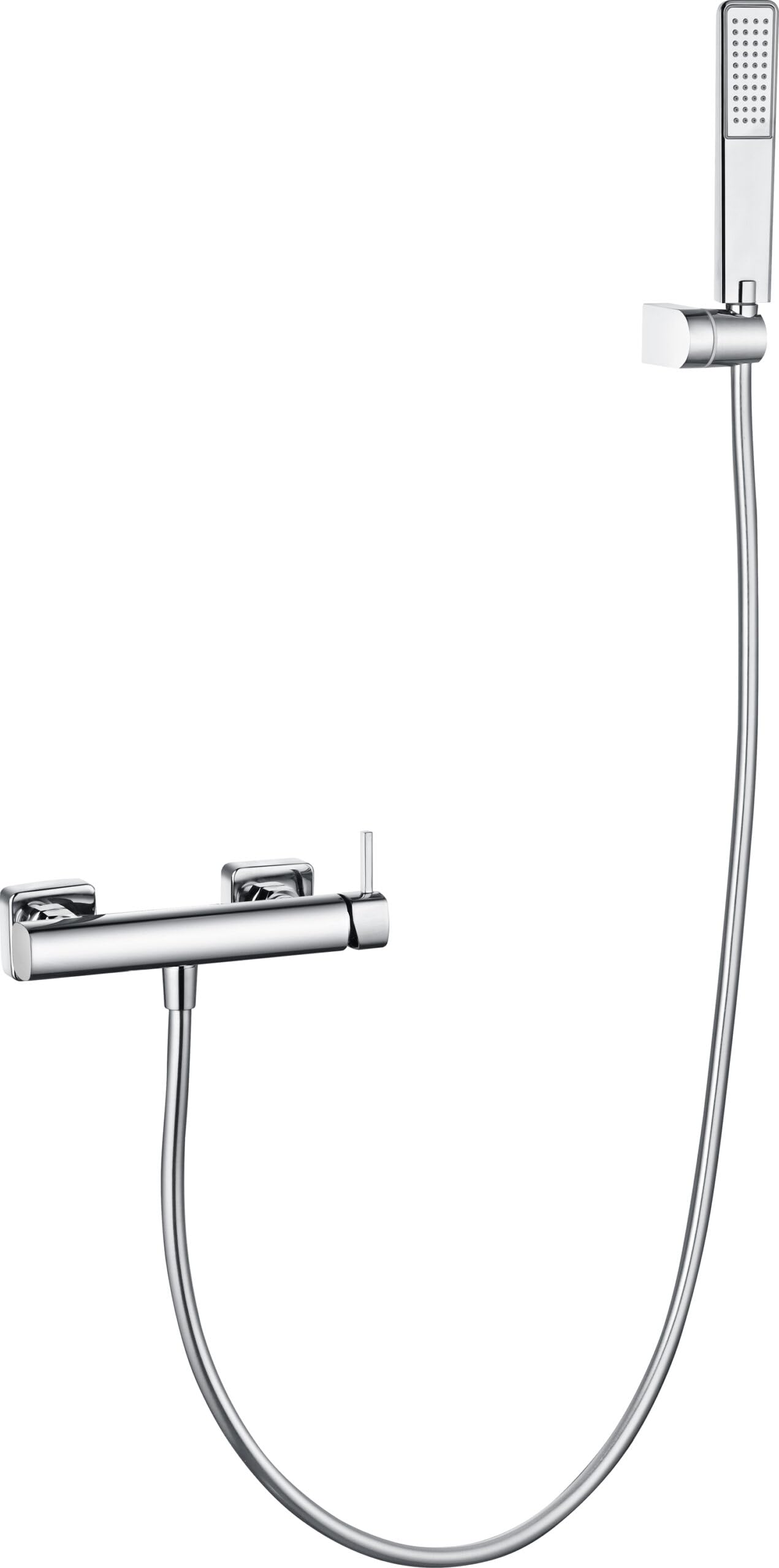Grifo Ducha Monomando Baño Diseño Moderno con Kit Completo Flexo 1,8 m y Mango | Grifo Bañera y Ducha Latón Anticorrosión Cartucho Cerámico | Grifería Ducha | IMEX Toscana BDT064-5(Cromo)
