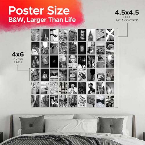 Image of CodersParadise Black & White Aesthetic Wall Collage Kit - 54 PCS 4x6 Premium Cardstock Photo Prints | Vintage Chic Room Decor, VSCO Wall Posters for Bedroom, Dorm & Bar Decoration