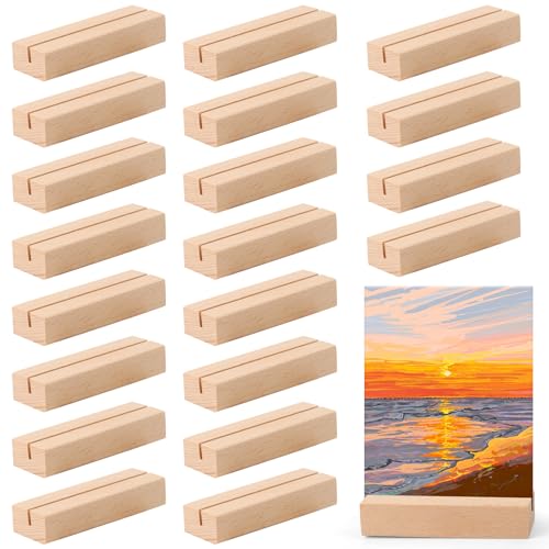 LONHCHI 20 Stücke Tischkartenhalter aus massivem Buchenholz, Stabiler Fotoständer für Hochzeiten, Partys & Restaurants, Tischnummernhalter, Menükartenhalter & Tischdekoration (Buchenholz 20 pack 8cm)
