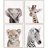 KIU DESIGNS Safari Nursery Wall Art, Wall Art Set of 4, 8"X10" Jungle Nursery Decor