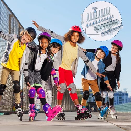 NIZEAMI Inline Skate Achsen Abstandshalter Distanzschraube, Skate Rad Lager Distanzscheibe, Rollschuh Skate ZubehöR Teile mit Achsen und Achsen Schrauben und SchraubenschlüSsel,A