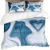 KBDQGX Bettwäsche Set 220X240 3 Teilig Mikrofaser Winter Bettbezug, 3D Blaue Und Weiße...