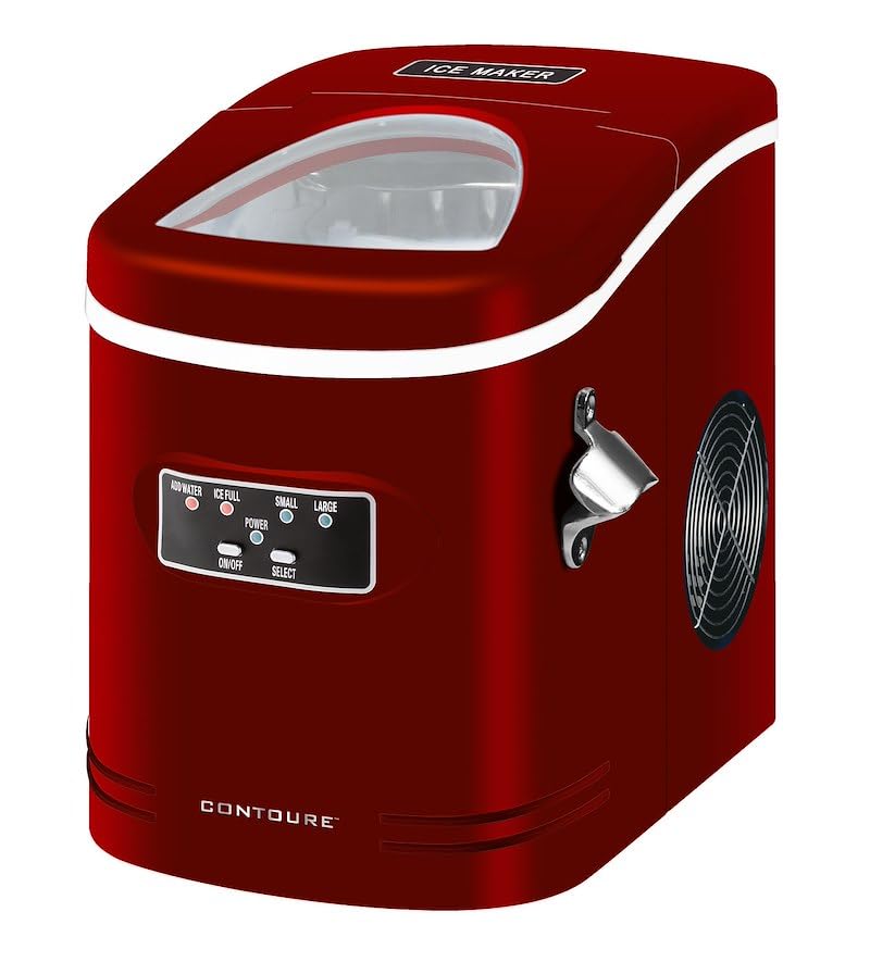 Ice Machine Produces Up to 26 Pounds Ice Per Day Stores Up to 2 Pounds Ice Red 120 Volt/ 15 Amp with Ice Scooper and Serving Basket Compact