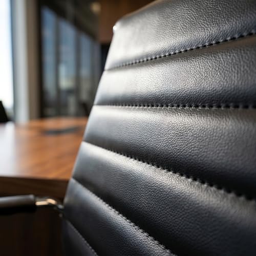 Image of HNY Leather Office Guest Chairs & Reception Chairs Set of 6, Modern Waiting Room Chairs with Arms, Desk Chair no Wheels with 6 PCS