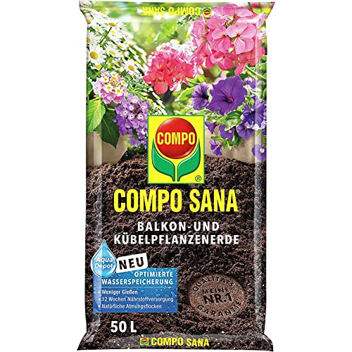 COMPO SANA Balkon- und Kübelpflanzenerde 50 L, 12 Wochen...
