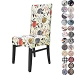 Stretchy Parson Chair Slipcovers for Dining Room Chair seat Covers Chair Protectors for Party Pet Protection Universal Fit Soft Polyester (Set of 4, Orange Flowers)