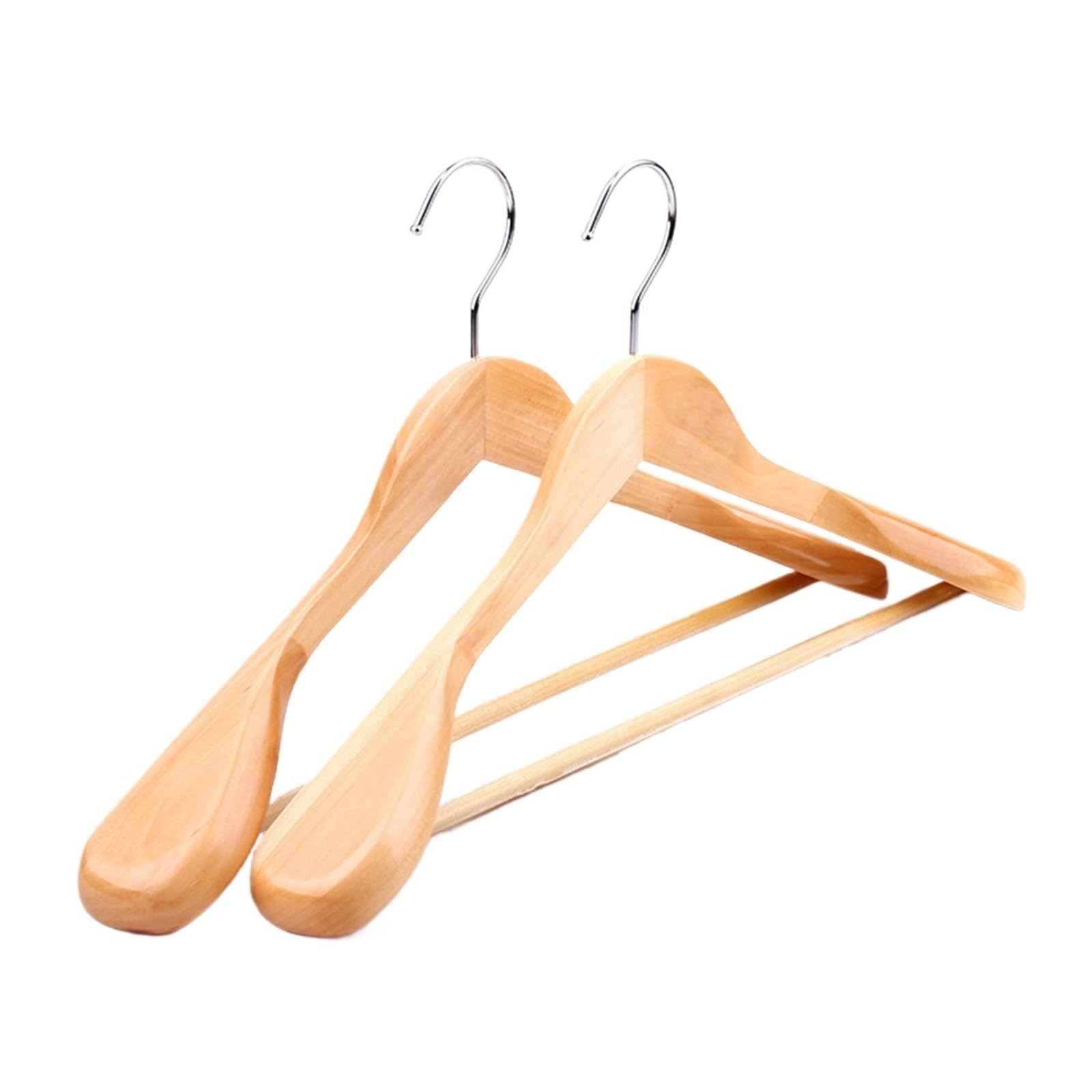 2 Stück breite Schulter-Kleiderbügel aus Massivholz mit glatter Oberfläche, geeignet for Pullover, Hosen und schwere Kleidung