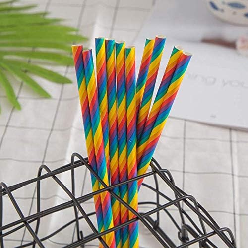 Pitillos de Papel Biodegradables Rayados 7.75 Pulgadas 100 Unidades miniatura 2